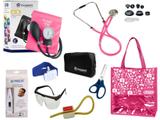 Novo Kit Aparelho De Pressão com Estetoscópio Rappaport Incoterm Completo - Pink