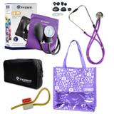 Novo Kit Aparelho de Pressão com Estetoscópio Rappaport Incoterm Lilás + Bolsa JRMED