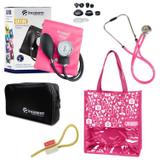 Novo Kit Aparelho de Pressão com Estetoscópio Rappaport Incoterm Pink + Bolsa JRMED