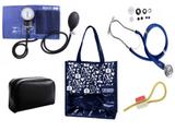 Novo Kit Aparelho de Pressão com Estetoscópio Rappaport Premium Azul + Bolsa JRMED