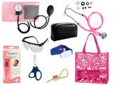 Novo Kit Aparelho De Pressão com Estetoscópio Rappaport Premium Completo - Rosa