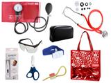 Novo Kit Aparelho De Pressão com Estetoscópio Rappaport Premium Completo - Vermelho