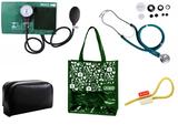 Novo Kit Aparelho de Pressão com Estetoscópio Rappaport Premium Verde + Bolsa JRMED