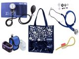 Novo Kit Enfermagem: Aparelho de Pressão com Estetoscópio Rappaport Azul Premium + Oxímetro - G-Tech + Bolsa JRMED