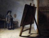 O Artista em seu Estúdio - Rembrandt - Tela 50x63 Para Quadro - Santhatela