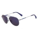 Óculos Calvin Klein Jeans Ckj164S 020 Prata Azul Lente Azul Tam 58
