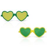 Óculos Coração Plástico Verde e Amarelo 12 unidades Brasil - Festabox