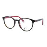 Óculos de Grau Carolina Herrera Feminino VHE766 07NJ - Acetato Tartaruga e Marrom e Vermelho