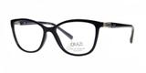 Óculos de Grau Grazi Massafera GZ3022B E101 Preto Com Cristais Da SWAROVSKI Lente Tam 53