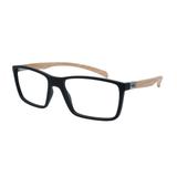 Óculos de Grau HB Masculino M.93136 731 - Acetato Polytech Preto com Haste Imitando Madeira - Hb - hot butterd