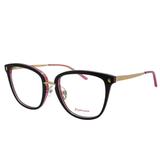Óculos de Grau Hickmann Feminino HI6130 H01 - Acetato Preto e Metal Dourado