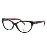 Óculos de Grau Lacoste Feminino L2677 C214 - Acetato Preto e Vermelho