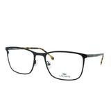 Óculos de Grau Lacoste Unissex L2247 001 - Metal Preto e Haste Tartaruga Marrom