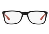 Óculos de Grau Ray Ban RX7027 5416 Preto Fosco Vermelho Lentes Tam 54 - Ray-ban