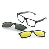 Óculos de Grau Swap Clip On Mormaii M6057AGA56 - Acetato Preto e Cinza Fosco