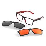 Óculos de Grau Swap Clip On Mormaii Polarizado M6057AA956 - Acetato Preto e Vermelho Fosco