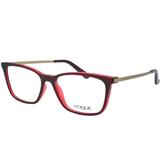 Óculos de Grau Vogue Feminino VO5224L 2636 - Acetato Bordô e Metal Dourado