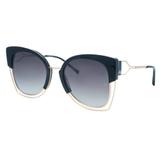 Óculos De Sol Ana Hickmann Feminino Gatinho Ah3181 - Acetato Preto E Metal Dourado