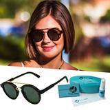 Oculos De Sol Feminino Redondo Retro Dourado Onça - Isabela dias