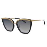 Óculos de Sol Hickmann Evolve Feminino HI9077 A01 - Metal Dourado, Acetato Preto e Lente Cinza Degra