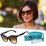 Oculos De Sol Quadrado Gatinho Marrom Degrade - Isabela dias