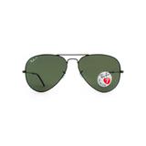Óculos de Sol Ray-Ban Aviador RB3025L 002/ Metal Preto Tamanho 58-62 Lente Polarizado - Ray ban