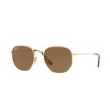 Óculos De Sol Ray-Ban Hexagonal Dourado - Ray ban