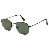 Óculos De Sol Ray Ban Hexagonal Metal Rb3548 Preto Lente Verde Flat Polarizada 54