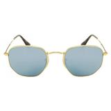 Óculos de Sol Ray Ban Hexagonal RB3548N 001 30/54 Dourado Espelhado Prata