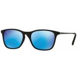 Óculos De Sol Ray Ban Junior Chris Rj9061 Preto Lente Azul Espelhada
