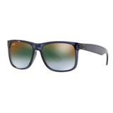 Oculos De Sol Ray Ban Justin Rb4165 6341t0 55 Azul Lente Verde Degradê Espelhado