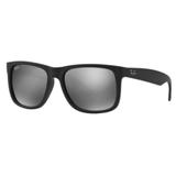 Oculos De Sol Ray Ban Justin Rb4165l 622 6g 55mm Preto Fosco Lente Cinza Espelhada