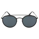 Óculos De Sol Ray Ban Round Double Bridge Rb3647n 002/r5/51 Preto