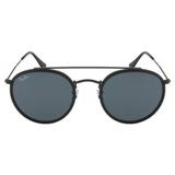 Óculos De Sol Ray Ban Round Double Bridge Rb3647n 002/r5/51 Preto