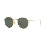 Oculos De Sol Ray Ban Round Metal Rb3447l 001 50mm Dourado Lente Verde G15