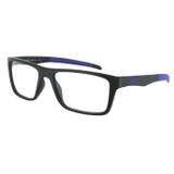 Óculos HB 93119 93119 71033 Preto Fosco Azul Lente Tam 53