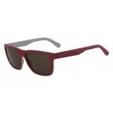 Óculos Lacoste L876S 615 Vermelho Fosco Branco Lente Marrom Flash Tam 57
