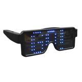 Óculos Letreiro LED USB Recarregável 8 Efeitos - Azul - Hutz