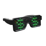 Óculos Letreiro LED USB Recarregável 8 Efeitos - Verde - Hutz