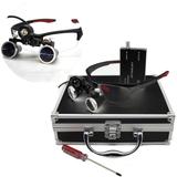 Oculos Lupa 3,5x Cabeca Medico Led Cirurgico Maleta Dentista - Ab midia
