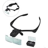 Oculos lupa de cabeca pala com 5 lentes de aumento e iluminacao dupla de led - Faça resolva