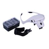 Oculos lupa de cabeca pala profissional com 5 lentes e 2 leds branca para dentistas, estetica write - Faça resolva