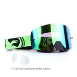Óculos Motocross Dragon NFX-S Split Verde - Lente Verde Espelhada + Lente Transparente