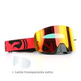 Óculos Motocross Dragon NFX-S Split Vermelho - Lente Vermelha Espelhada + Lente Transparente