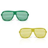 Óculos Persiana Plástico Verde e Amarelo 12 unidades Brasil - Festabox