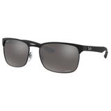 Oculos Sol Ray Ban Rb8319ch 186/5j 60 Preto Fosco Lt Cinza Espelhada Polarizada