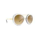 Óculos Solar Ana Hickmann AH3166 H01 Branco Oval Haste em Metal Medidas 56-23-145