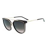 ÓCULOS SOLAR ANA HICKMANN MODELO AH9248 A01 Preto Haste dourado Medidas 55-19-145