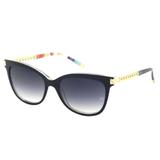 Óculos Solar Ana Hickmann Modelo AH9261 H03 Azul Haste Dourada Medidas 55-17-140