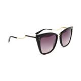 Óculos Solar Ana Hickmann Modelo AH9279 A01 Preto Haste Metal Dourado L Cinza Medidas 56-18-140